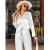 imageEkouaer Silk Satin Pajamas Set Womens Long Sleepwear Button Down 2 Piece Classic Soft Loungewear Pjs SetWhite