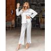 imageEkouaer Silk Satin Pajamas Set Womens Long Sleepwear Button Down 2 Piece Classic Soft Loungewear Pjs SetWhite