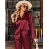 imageEkouaer Silk Satin Pajamas Set Womens Long Sleepwear Button Down 2 Piece Classic Soft Loungewear Pjs SetWine Red