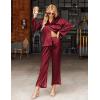 imageEkouaer Silk Satin Pajamas Set Womens Long Sleepwear Button Down 2 Piece Classic Soft Loungewear Pjs SetWine Red