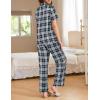 imageEkouaer Women Pajamas Set Button Down Sleepwear Short Sleeve Nightwear with Long Pants Soft Pjs Set SXXLBblack Plaid