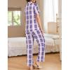 imageEkouaer Women Pajamas Set Button Down Sleepwear Short Sleeve Nightwear with Long Pants Soft Pjs Set SXXLBblue Plaid