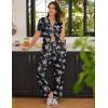 imageEkouaer Women Pajamas Set Button Down Sleepwear Short Sleeve Nightwear with Long Pants Soft Pjs Set SXXLBig Black Flowers