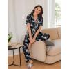 imageEkouaer Women Pajamas Set Button Down Sleepwear Short Sleeve Nightwear with Long Pants Soft Pjs Set SXXLBig Black Flowers