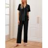 imageEkouaer Women Pajamas Set Button Down Sleepwear Short Sleeve Nightwear with Long Pants Soft Pjs Set SXXLBlack