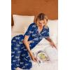 imageEkouaer Women Pajamas Set Button Down Sleepwear Short Sleeve Nightwear with Long Pants Soft Pjs Set SXXLBlue Zebra