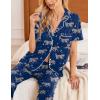 imageEkouaer Women Pajamas Set Button Down Sleepwear Short Sleeve Nightwear with Long Pants Soft Pjs Set SXXLBlue Zebra