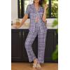 imageEkouaer Women Pajamas Set Button Down Sleepwear Short Sleeve Nightwear with Long Pants Soft Pjs Set SXXLBpurple Plaid