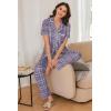 imageEkouaer Women Pajamas Set Button Down Sleepwear Short Sleeve Nightwear with Long Pants Soft Pjs Set SXXLBpurple Plaid