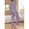 imageEkouaer Women Pajamas Set Button Down Sleepwear Short Sleeve Nightwear with Long Pants Soft Pjs Set SXXLBpurple Plaid