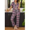 imageEkouaer Women Pajamas Set Button Down Sleepwear Short Sleeve Nightwear with Long Pants Soft Pjs Set SXXLBred Black Plaid