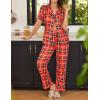 imageEkouaer Women Pajamas Set Button Down Sleepwear Short Sleeve Nightwear with Long Pants Soft Pjs Set SXXLBred Plaid