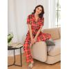 imageEkouaer Women Pajamas Set Button Down Sleepwear Short Sleeve Nightwear with Long Pants Soft Pjs Set SXXLBred Plaid