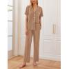 imageEkouaer Women Pajamas Set Button Down Sleepwear Short Sleeve Nightwear with Long Pants Soft Pjs Set SXXLBrown