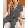 imageEkouaer Women Pajamas Set Button Down Sleepwear Short Sleeve Nightwear with Long Pants Soft Pjs Set SXXLDark Gray