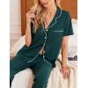 imageEkouaer Women Pajamas Set Button Down Sleepwear Short Sleeve Nightwear with Long Pants Soft Pjs Set SXXLGreen