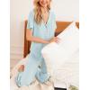 imageEkouaer Women Pajamas Set Button Down Sleepwear Short Sleeve Nightwear with Long Pants Soft Pjs Set SXXLIce Blue