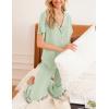 imageEkouaer Women Pajamas Set Button Down Sleepwear Short Sleeve Nightwear with Long Pants Soft Pjs Set SXXLIce Green