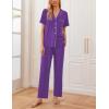 imageEkouaer Women Pajamas Set Button Down Sleepwear Short Sleeve Nightwear with Long Pants Soft Pjs Set SXXLLavender