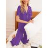 imageEkouaer Women Pajamas Set Button Down Sleepwear Short Sleeve Nightwear with Long Pants Soft Pjs Set SXXLLavender