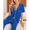 imageEkouaer Women Pajamas Set Button Down Sleepwear Short Sleeve Nightwear with Long Pants Soft Pjs Set SXXLLight Blue