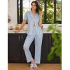 imageEkouaer Women Pajamas Set Button Down Sleepwear Short Sleeve Nightwear with Long Pants Soft Pjs Set SXXLLight Blue Stars