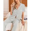 imageEkouaer Women Pajamas Set Button Down Sleepwear Short Sleeve Nightwear with Long Pants Soft Pjs Set SXXLLight Grey