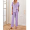 imageEkouaer Women Pajamas Set Button Down Sleepwear Short Sleeve Nightwear with Long Pants Soft Pjs Set SXXLLight Purple