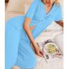 imageEkouaer Women Pajamas Set Button Down Sleepwear Short Sleeve Nightwear with Long Pants Soft Pjs Set SXXLLight Sky Blue