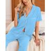 imageEkouaer Women Pajamas Set Button Down Sleepwear Short Sleeve Nightwear with Long Pants Soft Pjs Set SXXLLight Sky Blue