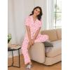 imageEkouaer Women Pajamas Set Button Down Sleepwear Short Sleeve Nightwear with Long Pants Soft Pjs Set SXXLLove Heart