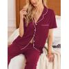 imageEkouaer Women Pajamas Set Button Down Sleepwear Short Sleeve Nightwear with Long Pants Soft Pjs Set SXXLRed