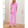 imageEkouaer Women Pajamas Set Button Down Sleepwear Short Sleeve Nightwear with Long Pants Soft Pjs Set SXXLRose