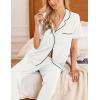 imageEkouaer Women Pajamas Set Button Down Sleepwear Short Sleeve Nightwear with Long Pants Soft Pjs Set SXXLWhite