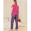 imageEkouaer Womens Pajamas 2 Piece Pajama Sets Soft Short Sleeve Sleepwear Ladies Lounge SetsBlackpink Plaid