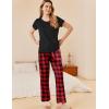 imageEkouaer Womens Pajamas 2 Piece Pajama Sets Soft Short Sleeve Sleepwear Ladies Lounge SetsBlackred Plaid