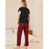 imageEkouaer Womens Pajamas 2 Piece Pajama Sets Soft Short Sleeve Sleepwear Ladies Lounge SetsBlackred Plaid