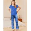 imageEkouaer Womens Pajamas 2 Piece Pajama Sets Soft Short Sleeve Sleepwear Ladies Lounge SetsBluewhite Plaid