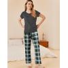 imageEkouaer Womens Pajamas 2 Piece Pajama Sets Soft Short Sleeve Sleepwear Ladies Lounge SetsDeep Greywhite Plaid