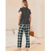 imageEkouaer Womens Pajamas 2 Piece Pajama Sets Soft Short Sleeve Sleepwear Ladies Lounge SetsDeep Greywhite Plaid