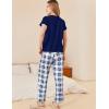 imageEkouaer Womens Pajamas 2 Piece Pajama Sets Soft Short Sleeve Sleepwear Ladies Lounge SetsNavy Bluewhite Plaid