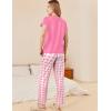 imageEkouaer Womens Pajamas 2 Piece Pajama Sets Soft Short Sleeve Sleepwear Ladies Lounge SetsPinkwhite Plaid