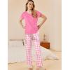 imageEkouaer Womens Pajamas 2 Piece Pajama Sets Soft Short Sleeve Sleepwear Ladies Lounge SetsPinkwhite Plaid