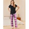 imageEkouaer Womens Pajamas 2 Piece Pajama Sets Soft Short Sleeve Sleepwear Ladies Lounge SetsPurplewhite Plaid