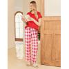 imageEkouaer Womens Pajamas 2 Piece Pajama Sets Soft Short Sleeve Sleepwear Ladies Lounge SetsRedwhite Plaid