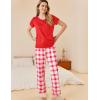 imageEkouaer Womens Pajamas 2 Piece Pajama Sets Soft Short Sleeve Sleepwear Ladies Lounge SetsRedwhite Plaid