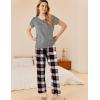 imageEkouaer Womens Pajamas 2 Piece Pajama Sets Soft Short Sleeve Sleepwear Ladies Lounge SetsWine Redwhite Plaid