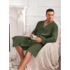 imageEkouaer Mens Robes Lightweight Waffle Knit Spa Bathrobe Soft Kimono Shower Robe V Neck Long Sleeve Sleepwear with PocketsArmy Green