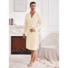 imageEkouaer Mens Robes Lightweight Waffle Knit Spa Bathrobe Soft Kimono Shower Robe V Neck Long Sleeve Sleepwear with PocketsBeige