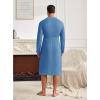 imageEkouaer Mens Robes Lightweight Waffle Knit Spa Bathrobe Soft Kimono Shower Robe V Neck Long Sleeve Sleepwear with PocketsBlue